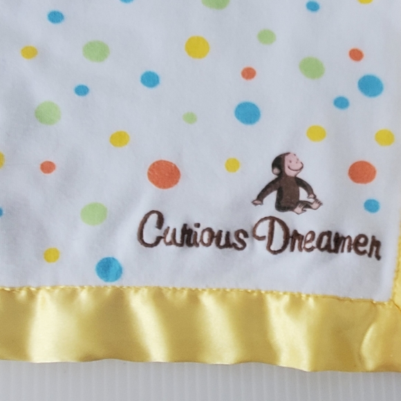 Curious George Dreamer Lovey Security Baby Blanket Colorful Polka Dot Monkey - Picture 3 of 6